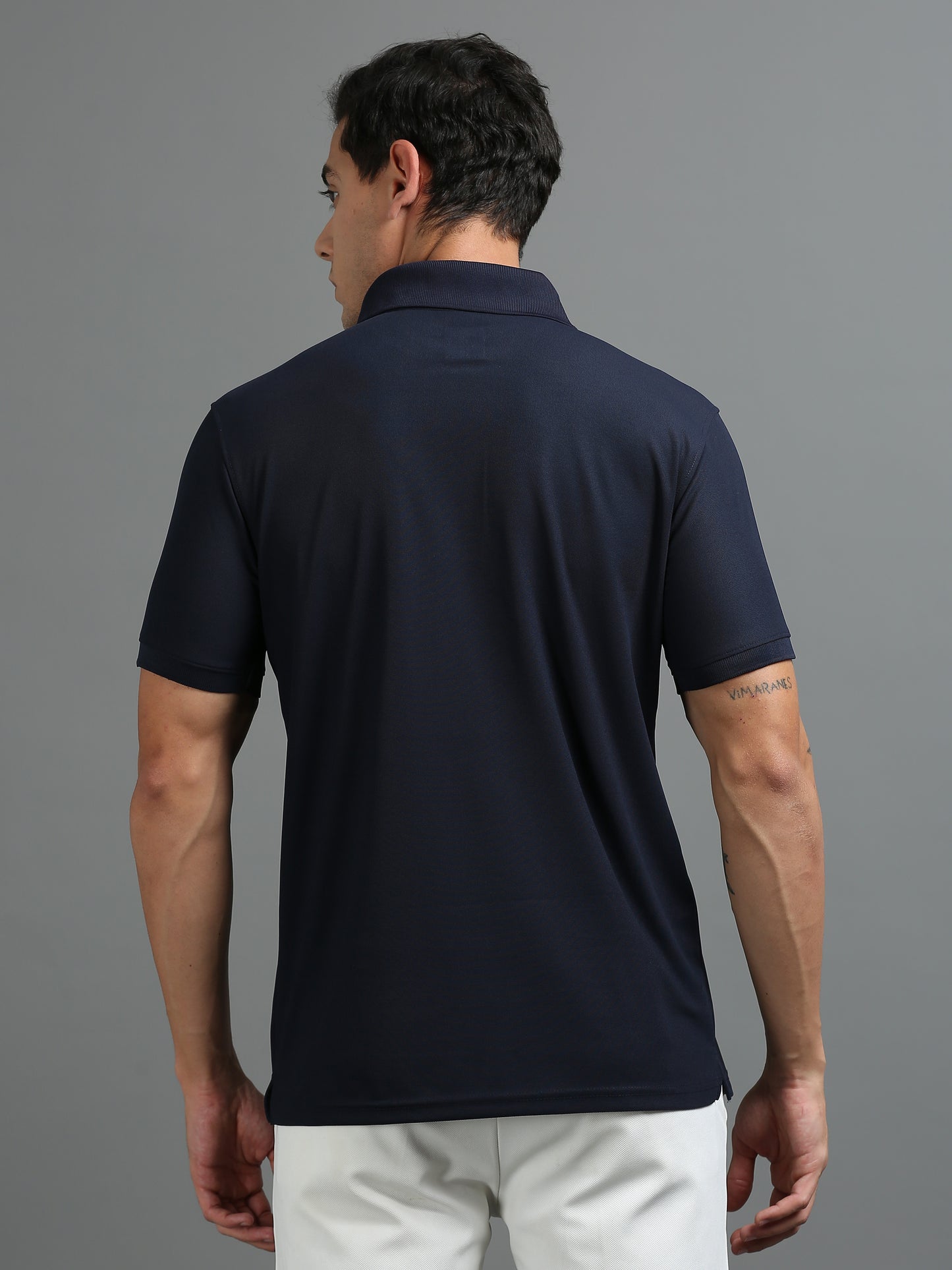 Mens Smart Dry fit Oxford Navy Polo Tees with Pocket TK710