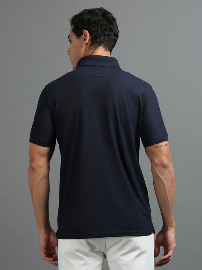 Mens Smart Dry fit Oxford Navy Polo Tees with Pocket TK710