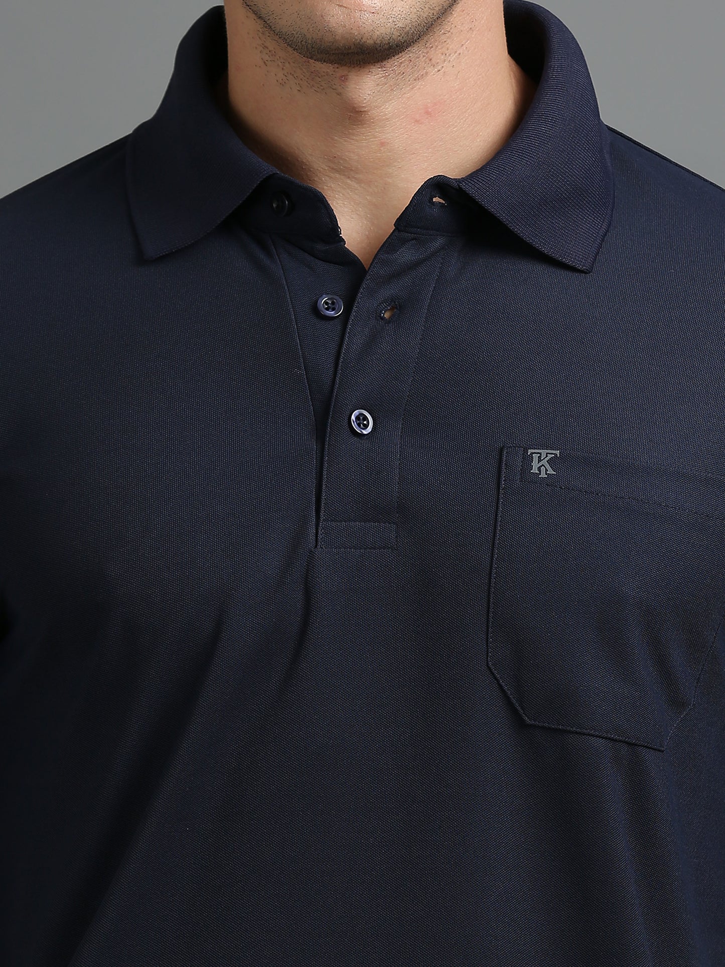 Mens Smart Dry fit Oxford Navy Polo Tees with Pocket TK710
