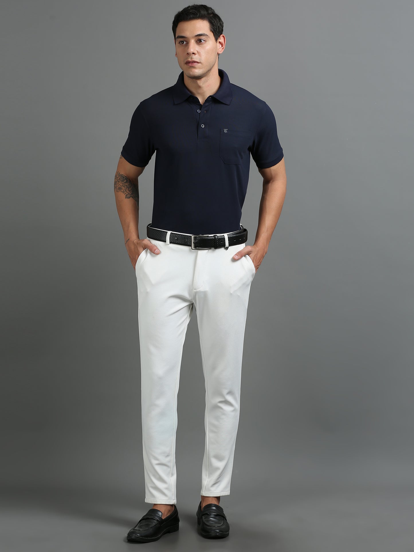 Mens Smart Dry fit Oxford Navy Polo Tees with Pocket TK710