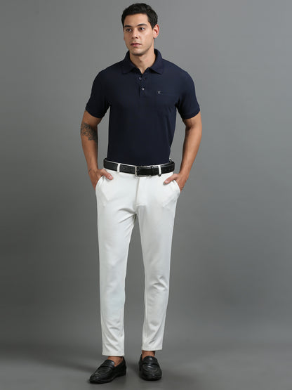 Mens Smart Dry fit Oxford Navy Polo Tees with Pocket TK710