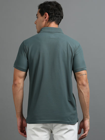 Mens Smart Dry fit Forest Green Polo Tees with Pocket TK710