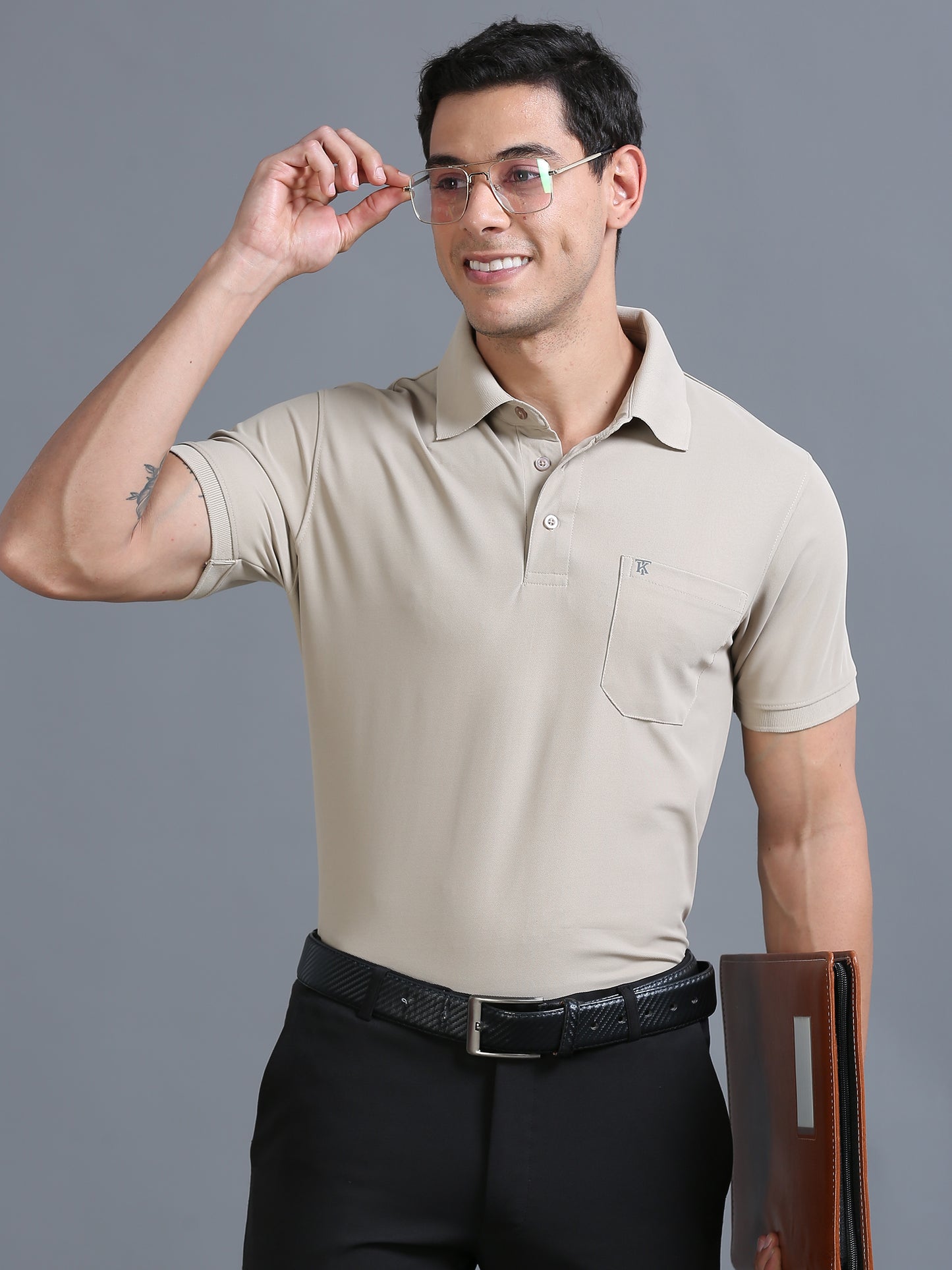 Mens Smart Dry fit Aluminium Polo Tees with Pocket TK710