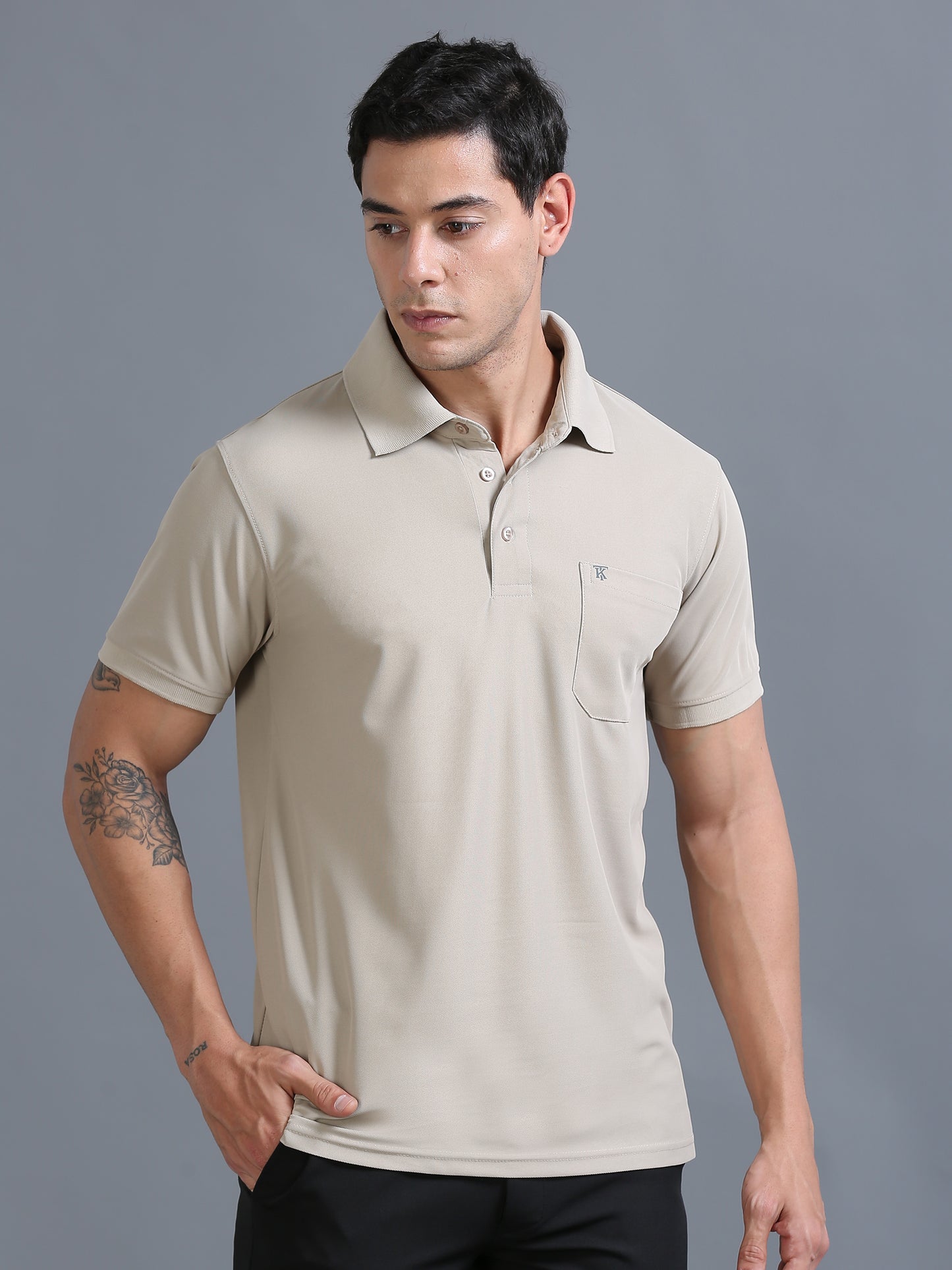 Mens Smart Dry fit Aluminium Polo Tees with Pocket TK710