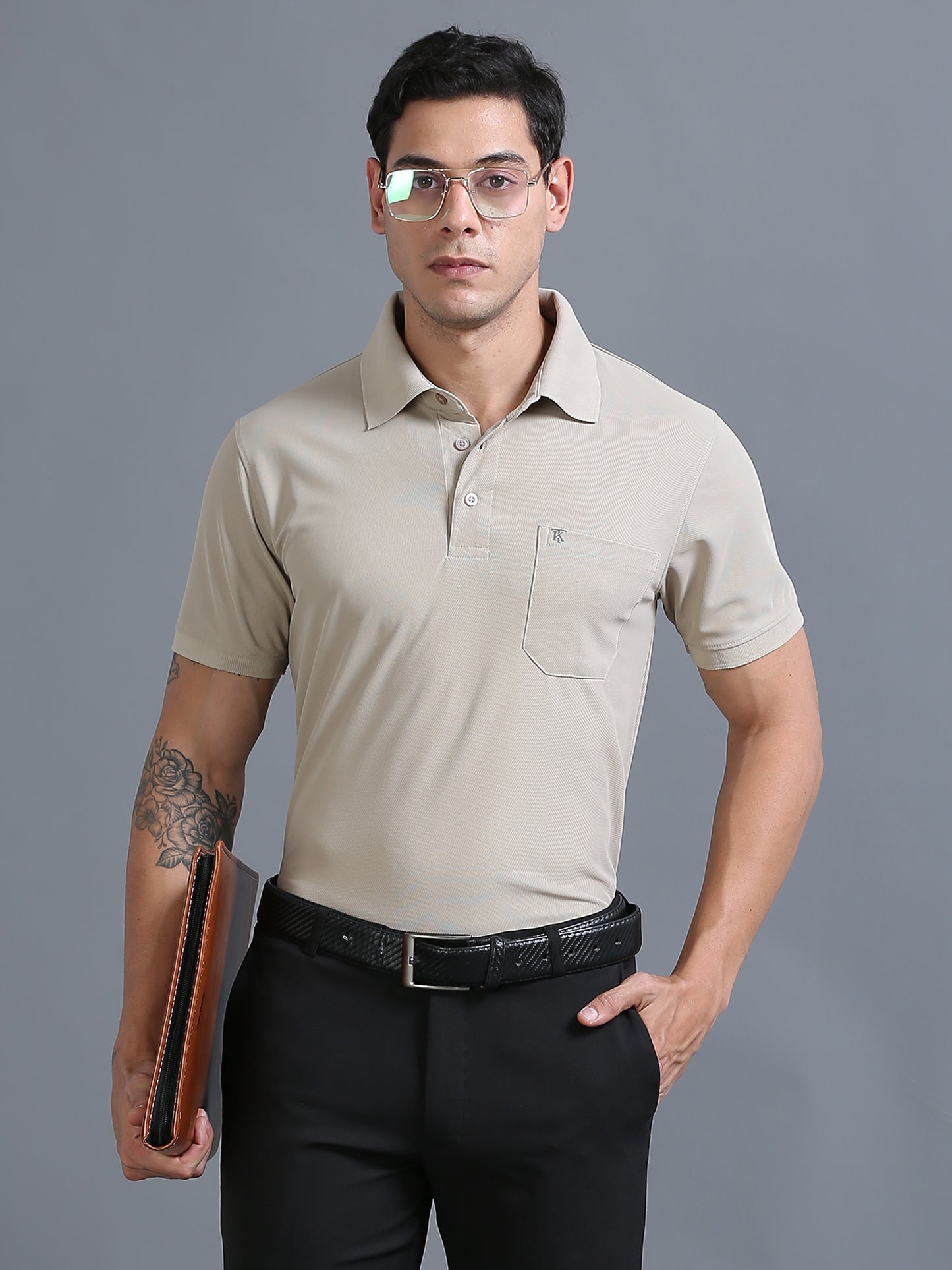Mens Smart Dry fit Aluminium Polo Tees with Pocket TK710