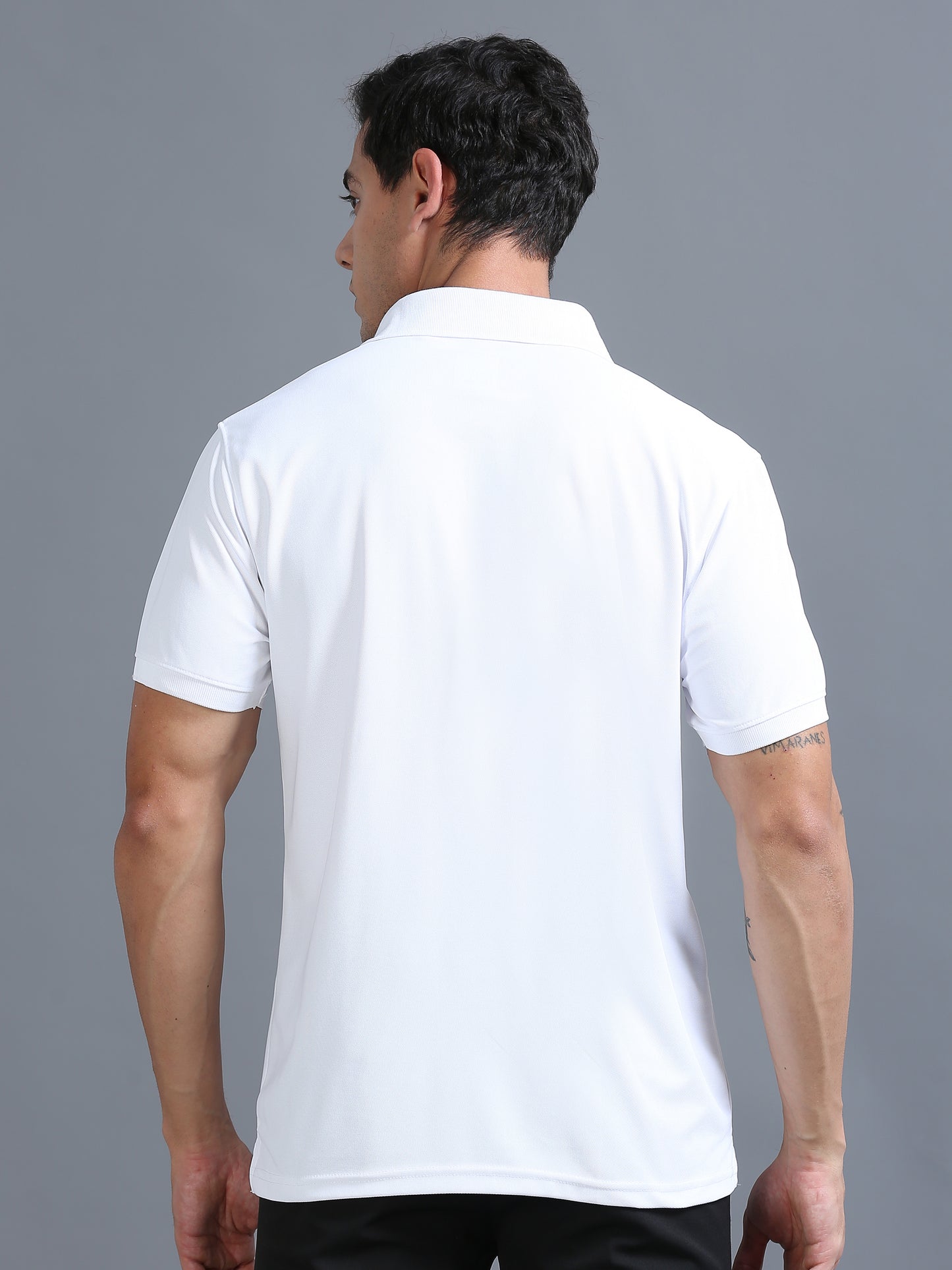 Mens Smart Dry fit White Polo Tees with Pocket TK710
