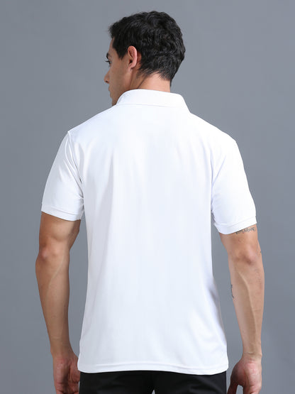 Mens Smart Dry fit White Polo Tees with Pocket TK710