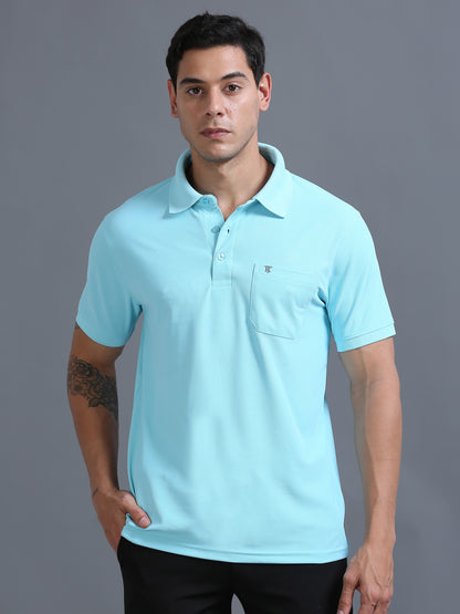 Mens Smart Dry fit Arctic Blue Polo Tees with Pocket TK710