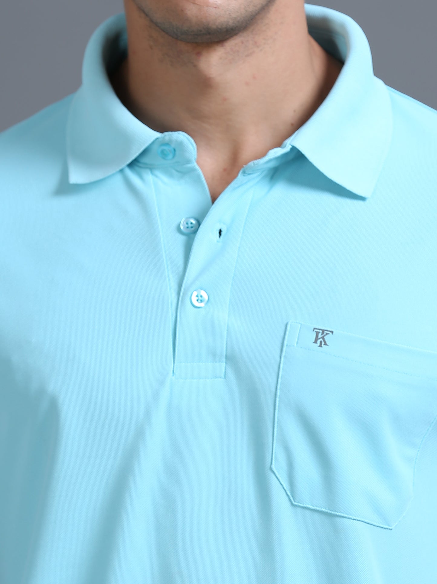 Mens Smart Dry fit Arctic Blue Polo Tees with Pocket TK710