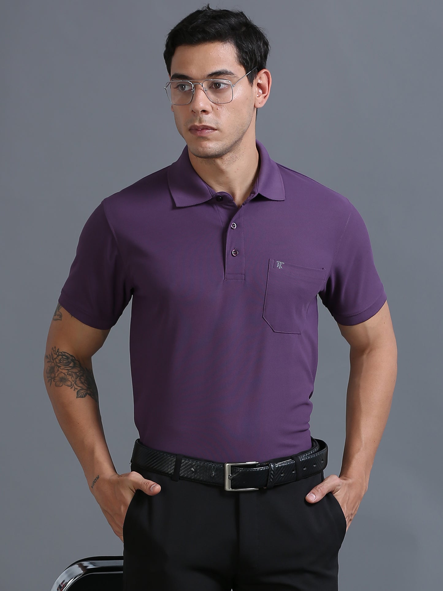 Mens Smart Dry fit Grape Polo Tees with Pocket TK710