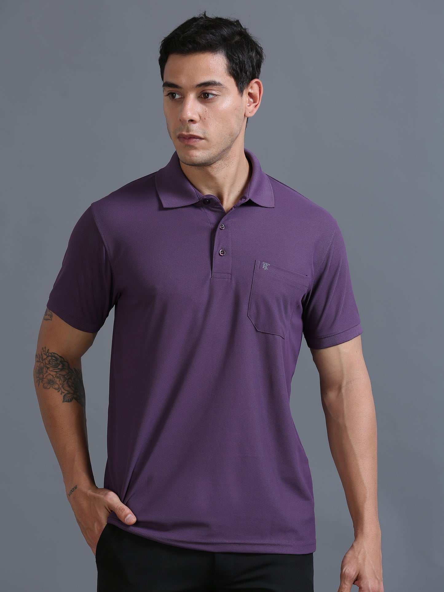 Mens Smart Dry fit Grape Polo Tees with Pocket TK710