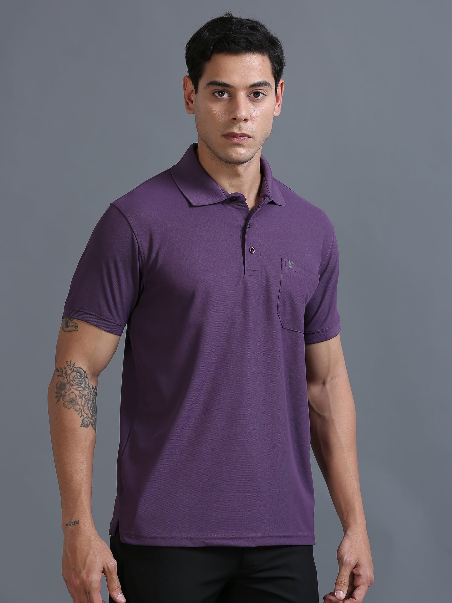 Mens Smart Dry fit Grape Polo Tees with Pocket TK710