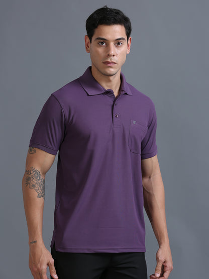 Mens Smart Dry fit Grape Polo Tees with Pocket TK710