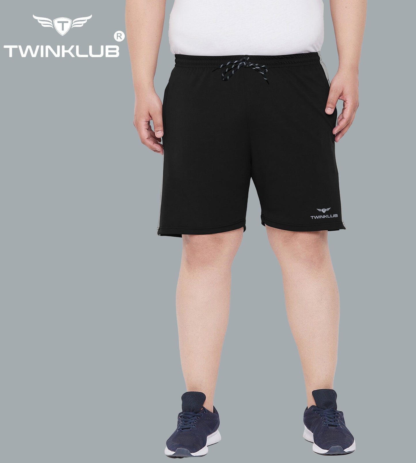 Mens Premium Black Shorts With Side Cut And Zip Pockets Plus TK711P