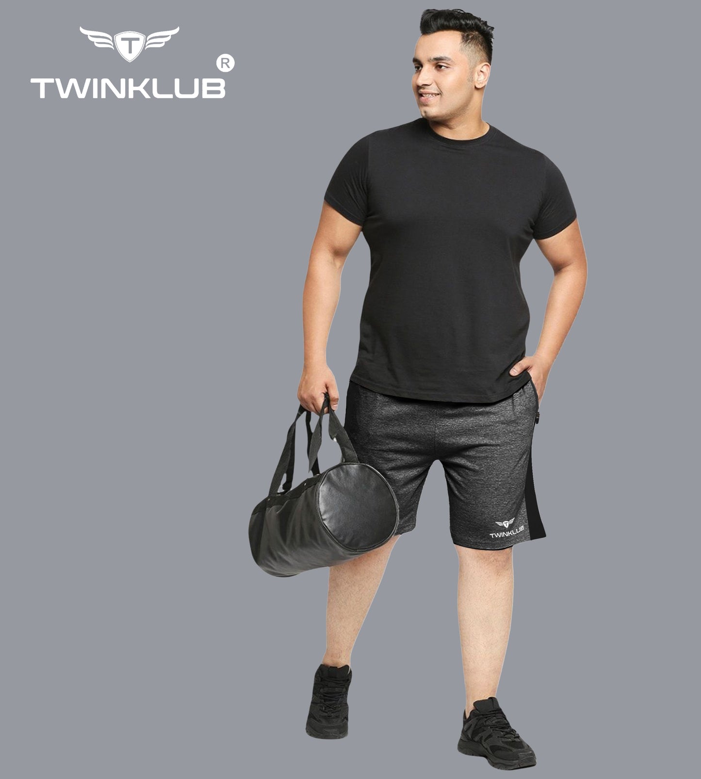 Mens Premium Charcol Shorts With Side Cut And Zip Pockets Plus TK711P