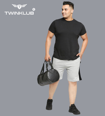 Mens Premium Grey Melange Shorts With Side Cut And Zip Pockets Plus TK711P