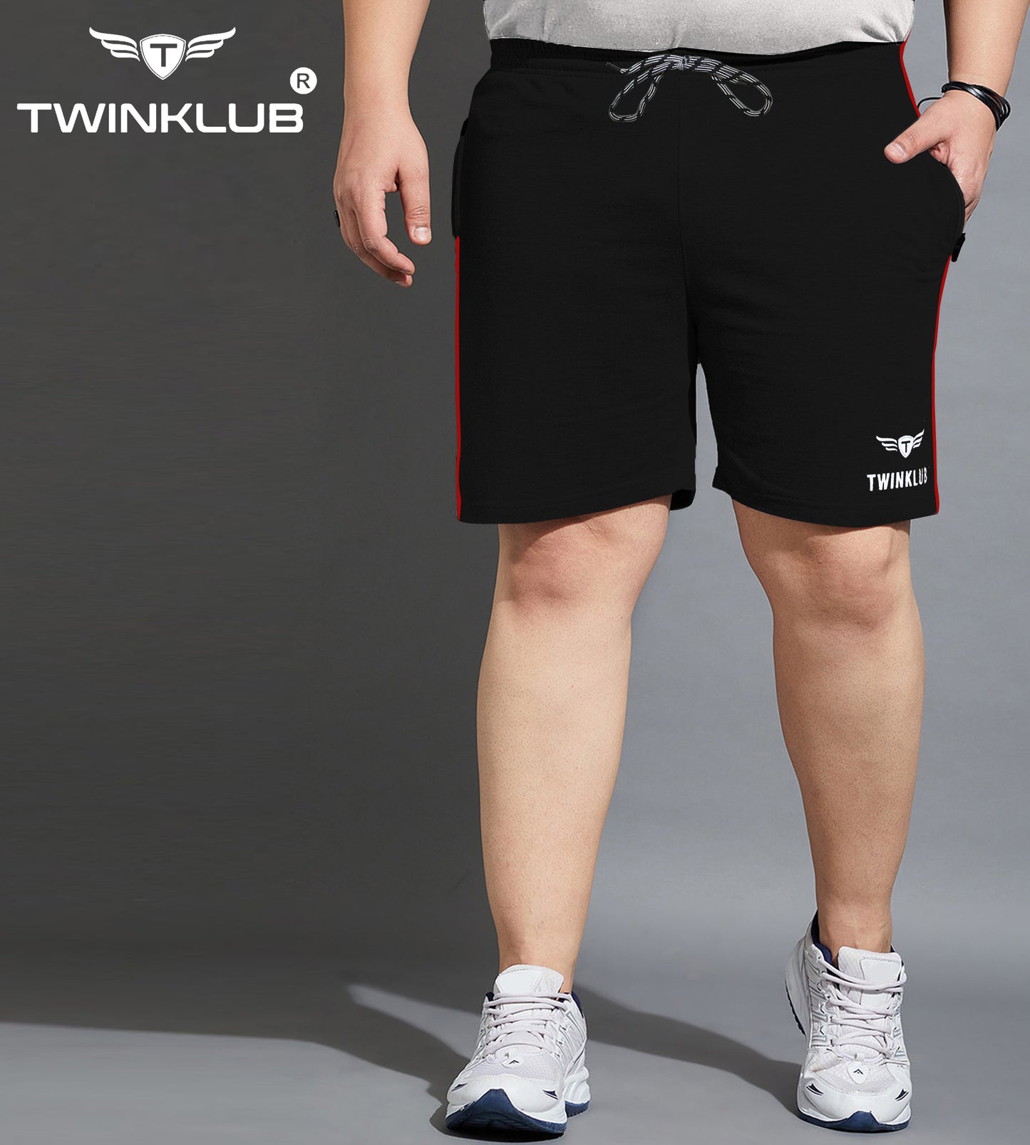 Mens Premium Black Shorts With Zip Pockets Plus TK703P