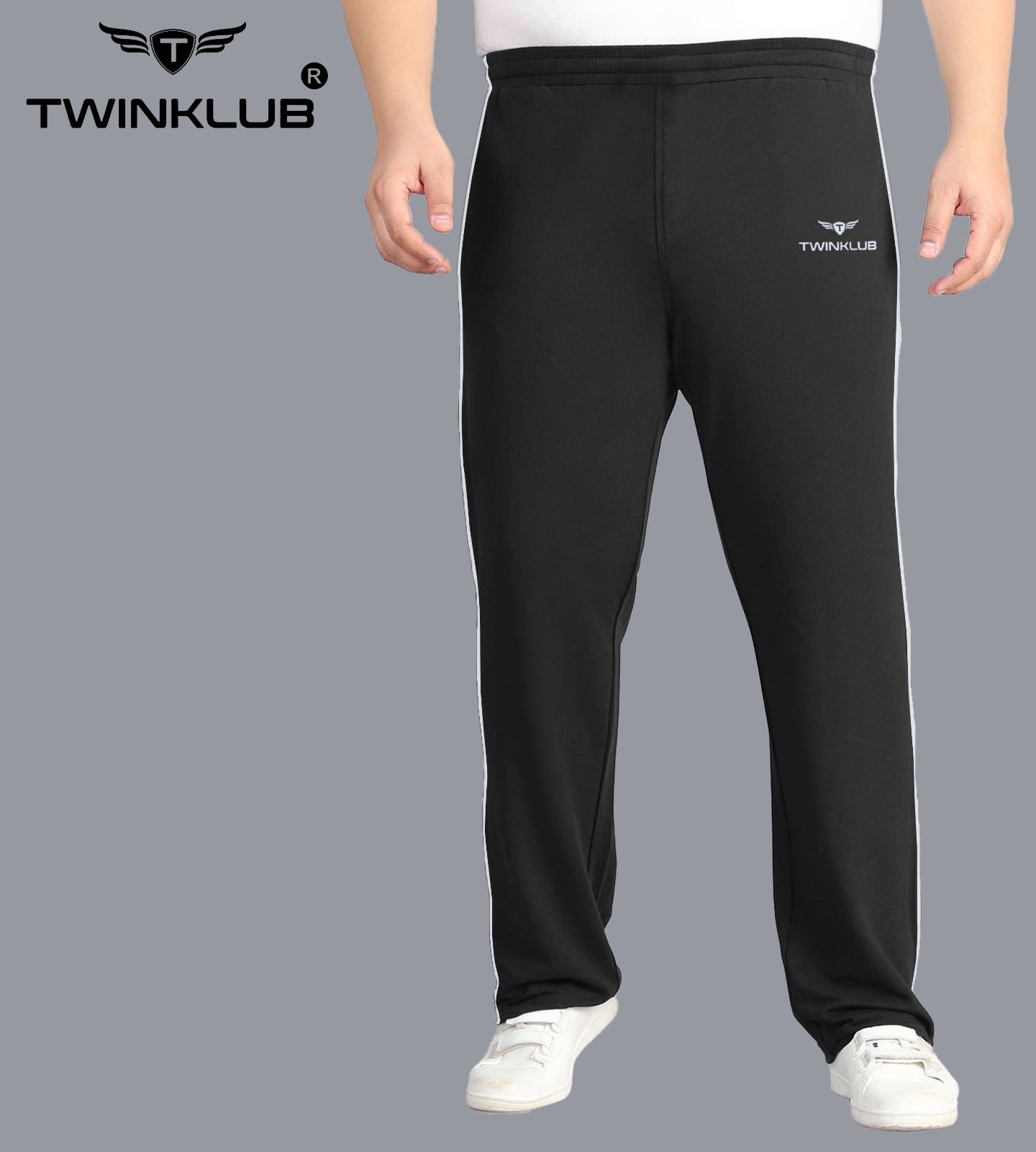Premium  Black Track Pant With side zip pockets Plus TK705P