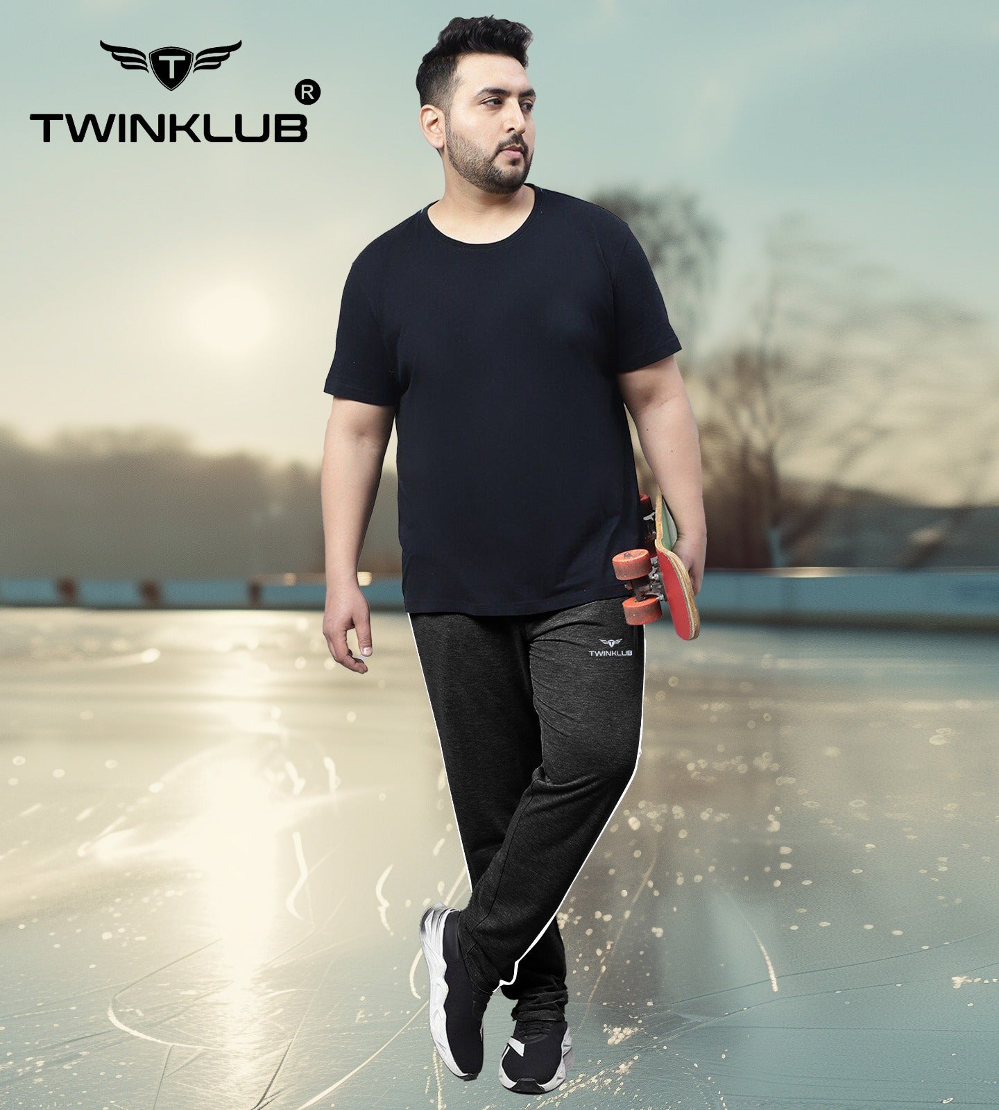 Premium  Charcoal Track Pant With side zip pockets Plus TK705P