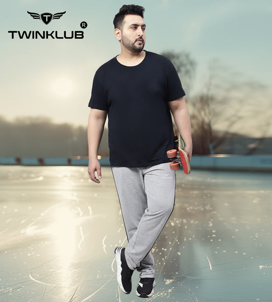 Premium  Grey Melange Track Pant With side zip pockets Plus TK705P