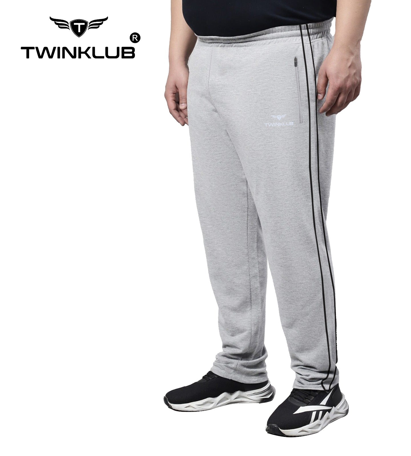 Premium  Grey Melange Track Pant With side zip pockets Plus TK705P