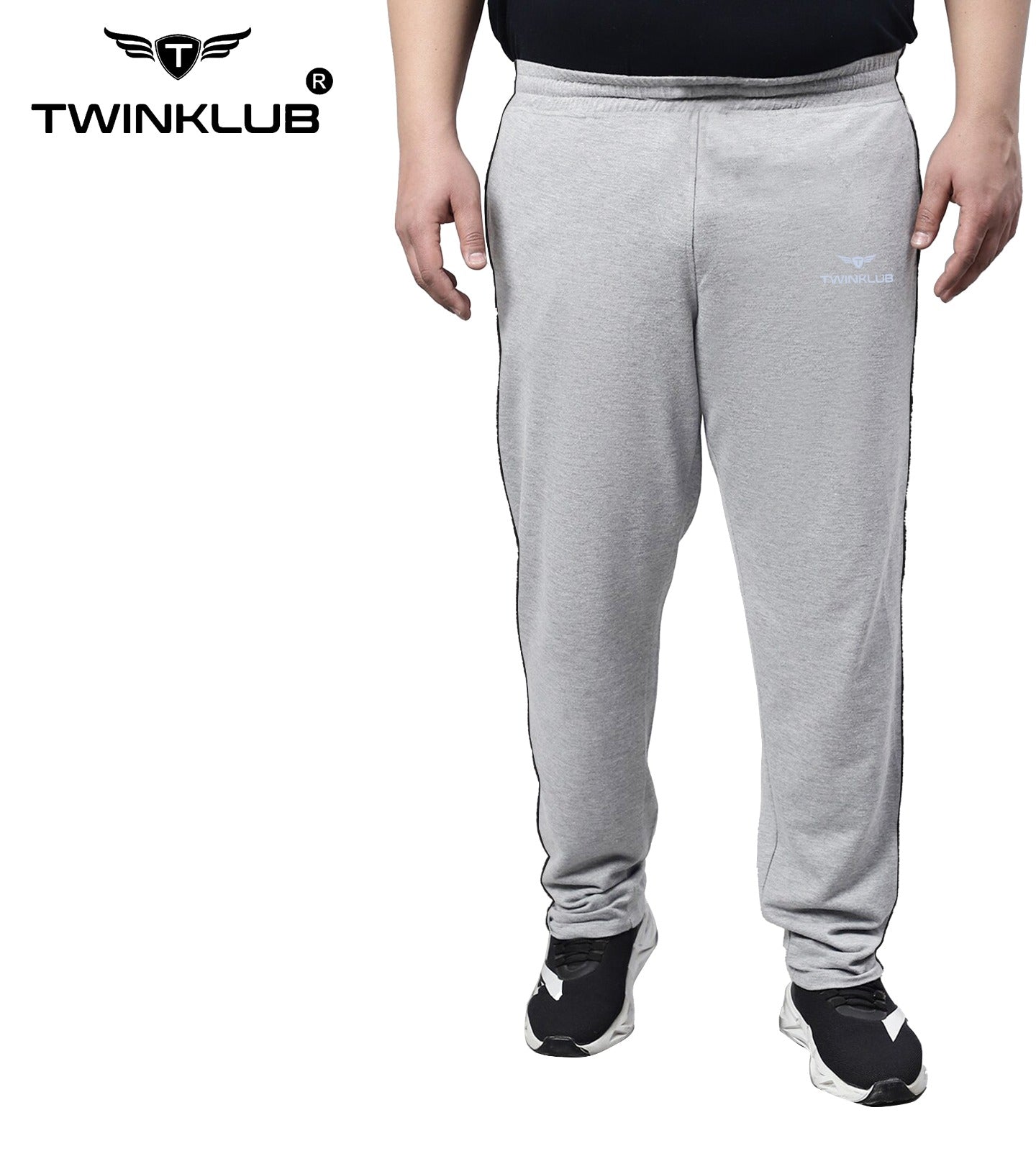 Premium  Grey Melange Track Pant With side zip pockets Plus TK705P