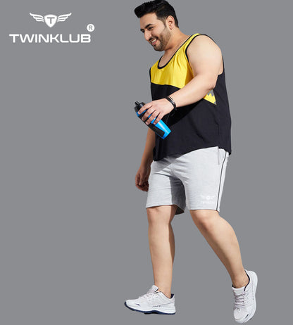 Mens Premium Grey Melange Shorts With Zip Pockets Plus TK703P