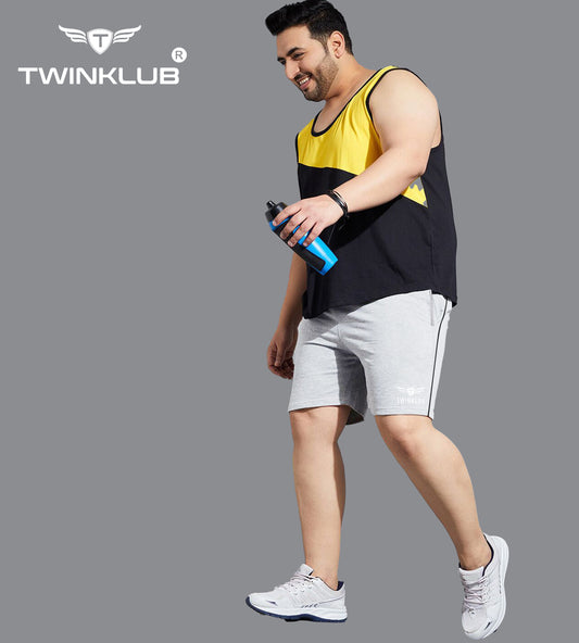 Mens Premium Grey Melange Shorts With Zip Pockets Plus TK703P