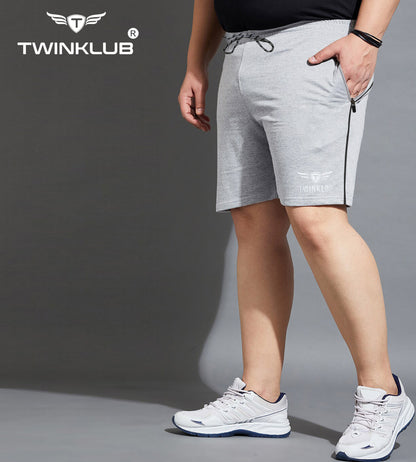 Mens Premium Grey Melange Shorts With Zip Pockets Plus TK703P
