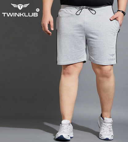 Mens Premium Grey Melange Shorts With Zip Pockets Plus TK703P