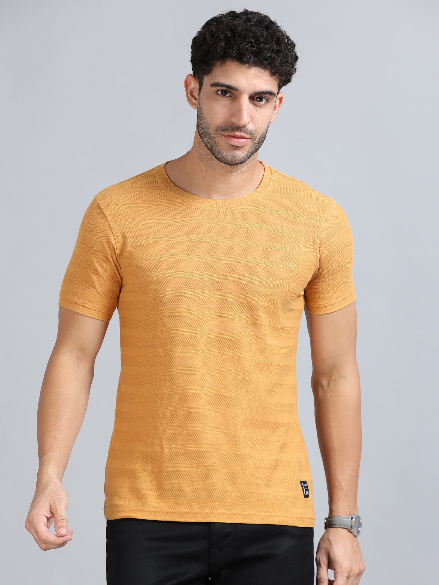 Mens Premium SIGNATURE JACQUARD ROUNDNECKS - BUTTERSCOTCH  TK738