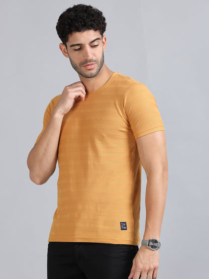 Mens Premium SIGNATURE JACQUARD ROUNDNECKS - BUTTERSCOTCH  TK738
