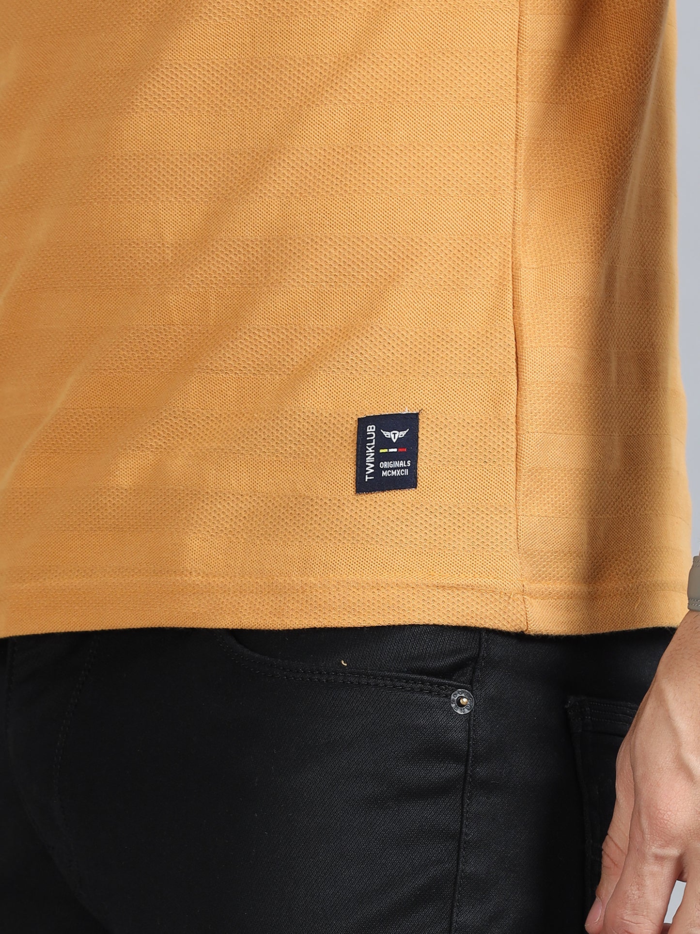 Mens Premium SIGNATURE JACQUARD ROUNDNECKS - BUTTERSCOTCH  TK738