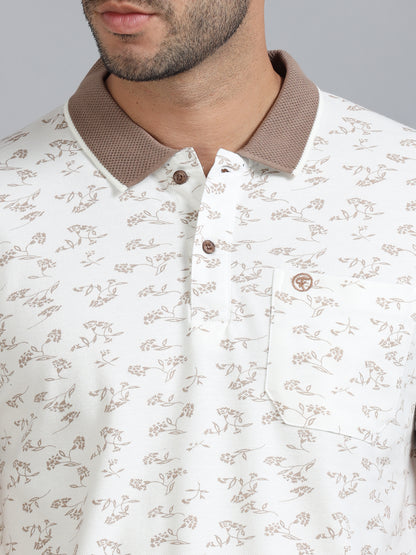 Mens Premium AOP Polo Tees - Off White  TK736