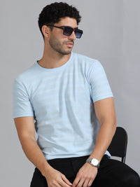 Mens Premium SIGNATURE JACQUARD ROUNDNECKS - RIPPLE BLUE TK738