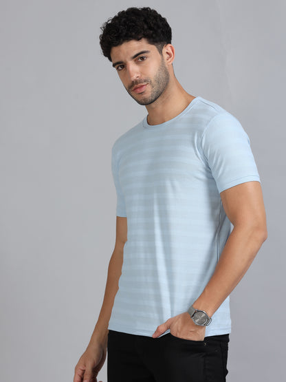 Mens Premium SIGNATURE JACQUARD ROUNDNECKS - RIPPLE BLUE TK738