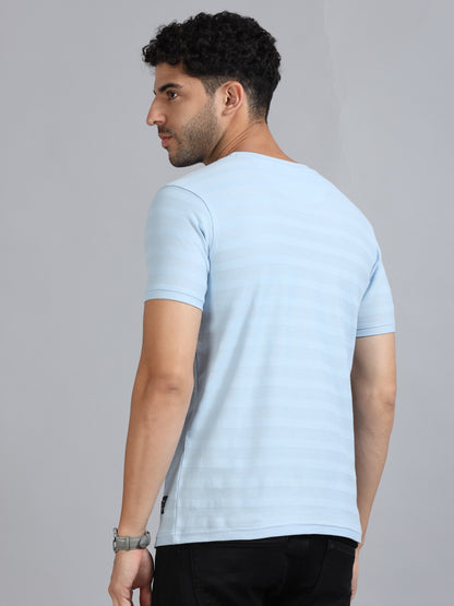 Mens Premium SIGNATURE JACQUARD ROUNDNECKS - RIPPLE BLUE TK738