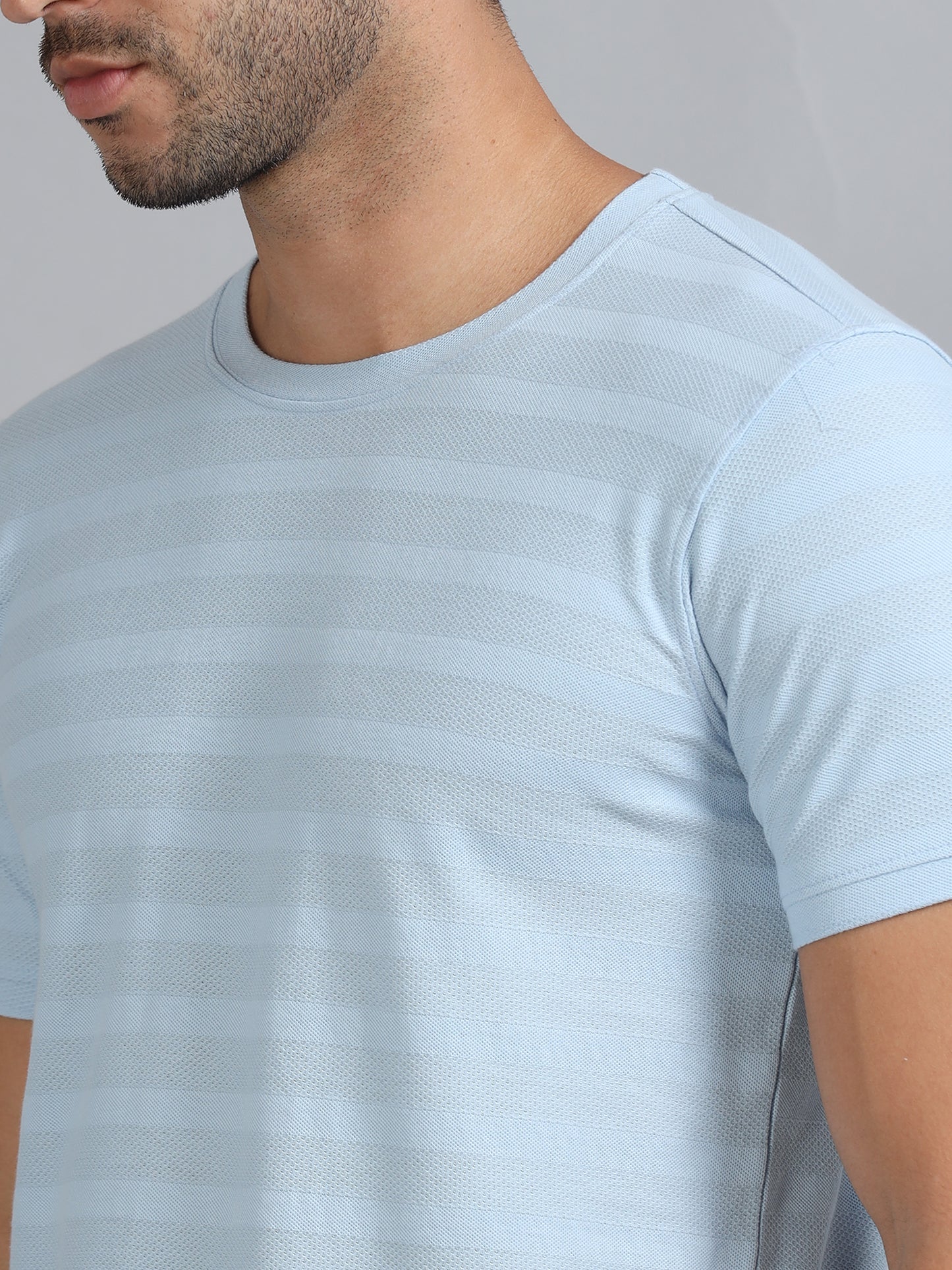 Mens Premium SIGNATURE JACQUARD ROUNDNECKS - RIPPLE BLUE TK738
