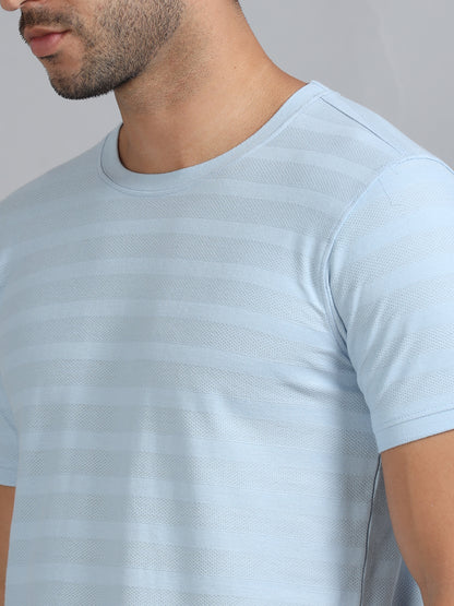 Mens Premium SIGNATURE JACQUARD ROUNDNECKS - RIPPLE BLUE TK738
