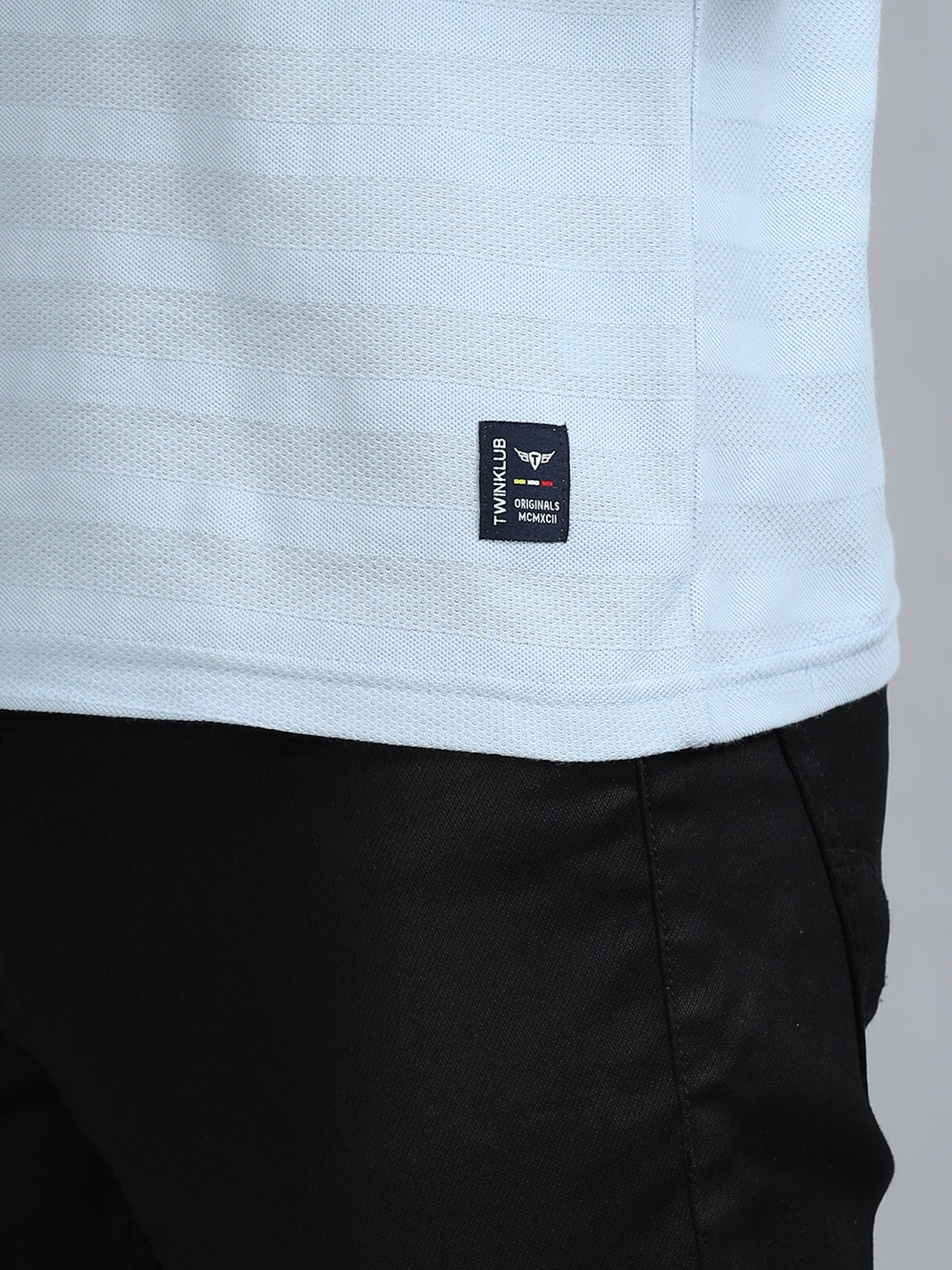 Mens Premium SIGNATURE JACQUARD ROUNDNECKS - RIPPLE BLUE TK738