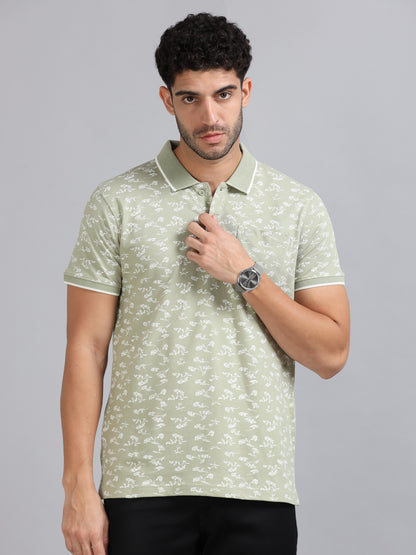 Mens Premium AOP Polo Tees - PISTACHIO  TK736