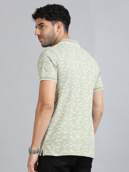 Mens Premium AOP Polo Tees - PISTACHIO  TK736