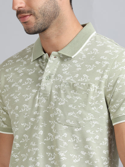 Mens Premium AOP Polo Tees - PISTACHIO  TK736