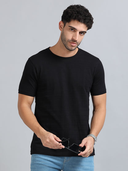 Mens Premium SIGNATURE JACQUARD ROUNDNECKS - STARK BLACK TK738