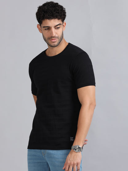 Mens Premium SIGNATURE JACQUARD ROUNDNECKS - STARK BLACK TK738