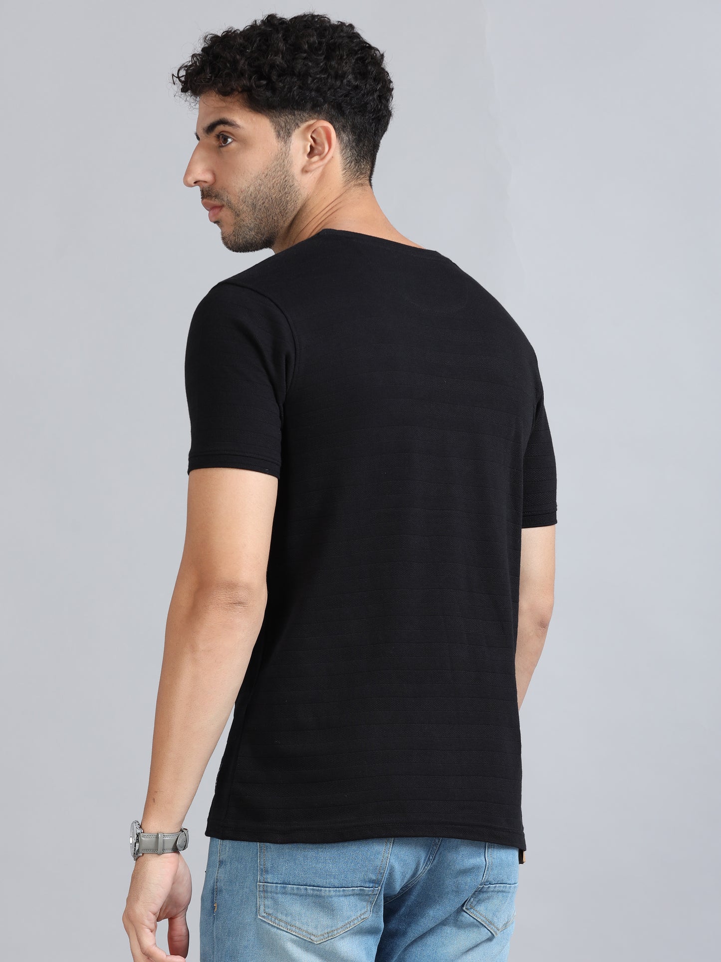 Mens Premium SIGNATURE JACQUARD ROUNDNECKS - STARK BLACK TK738