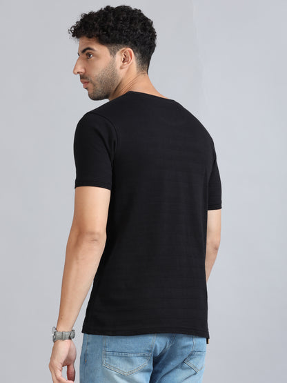 Mens Premium SIGNATURE JACQUARD ROUNDNECKS - STARK BLACK TK738