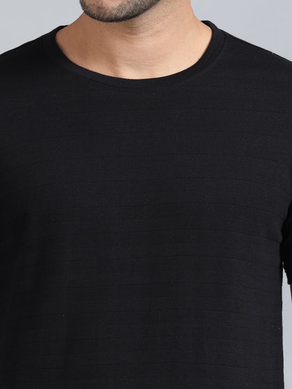 Mens Premium SIGNATURE JACQUARD ROUNDNECKS - STARK BLACK TK738