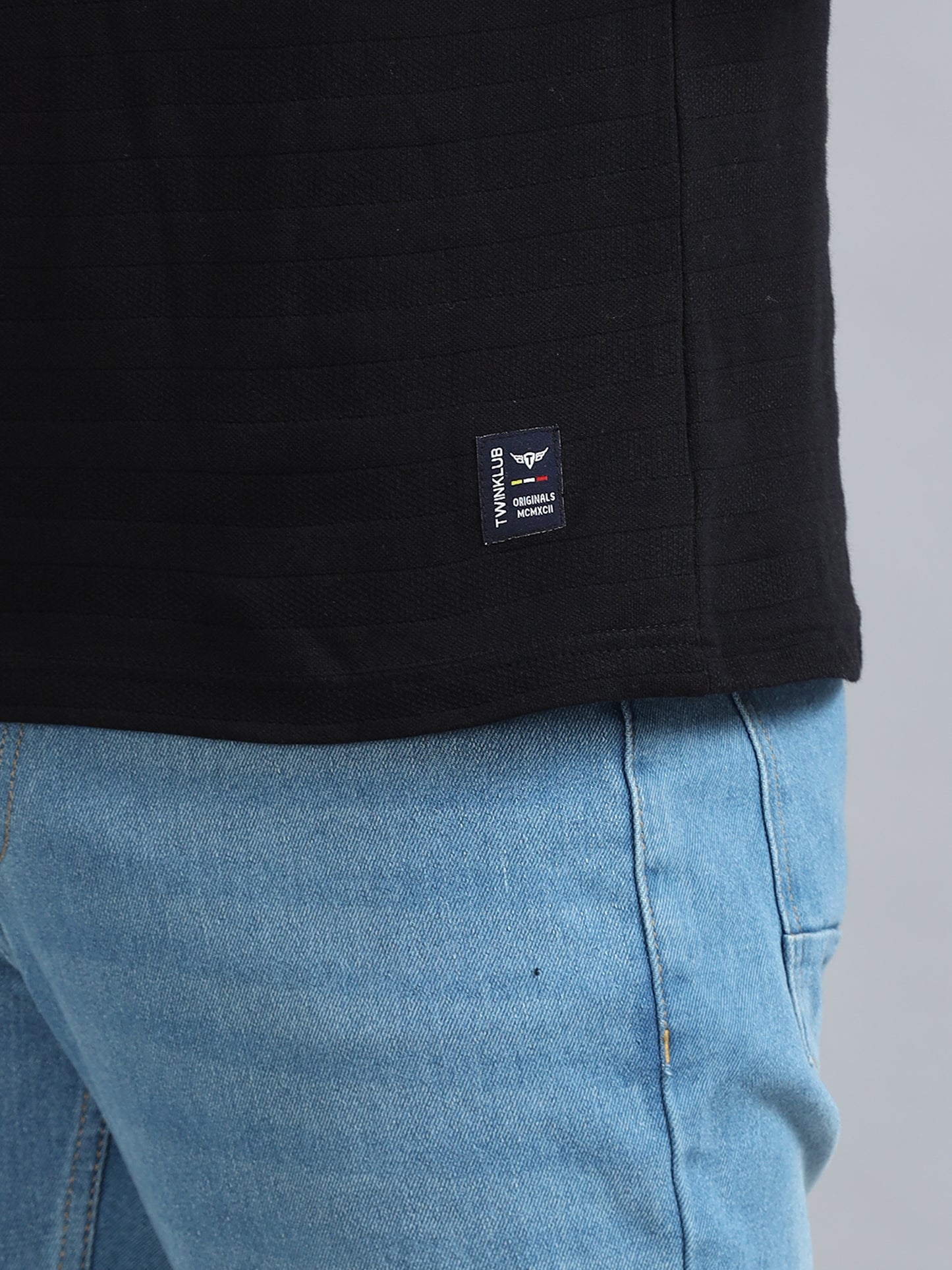 Mens Premium SIGNATURE JACQUARD ROUNDNECKS - STARK BLACK TK738