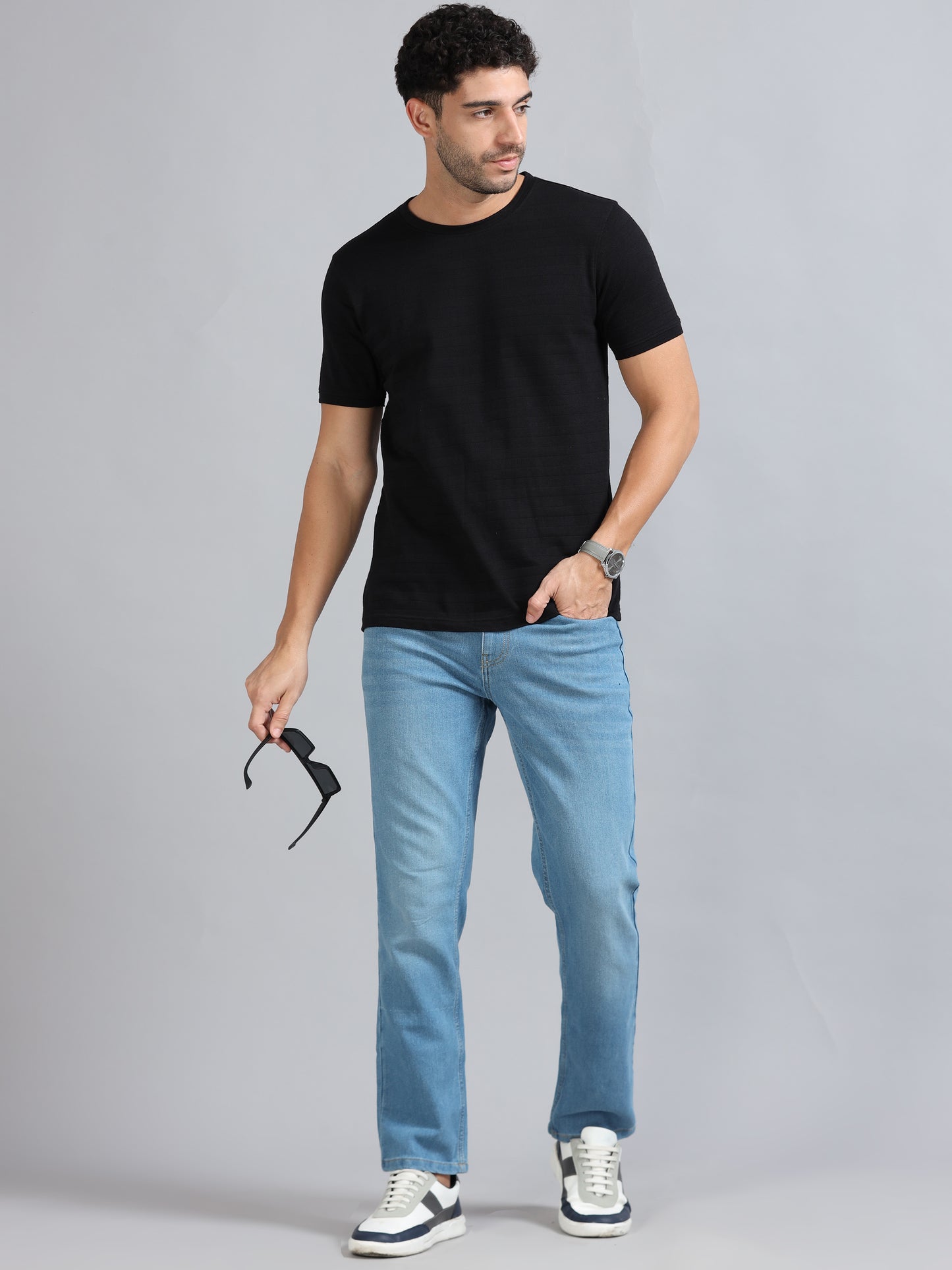 Mens Premium SIGNATURE JACQUARD ROUNDNECKS - STARK BLACK TK738